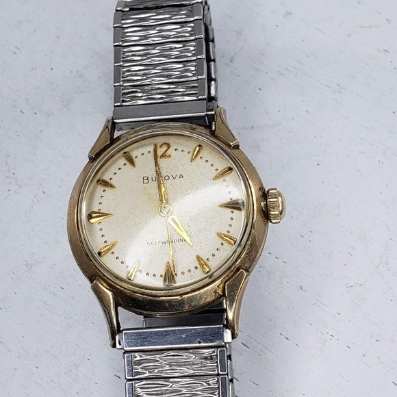 Vintage Bulova Self-winding Men's Watch 10K RGP Bezel Flex On Stainless Steel - Picture 2 of 11